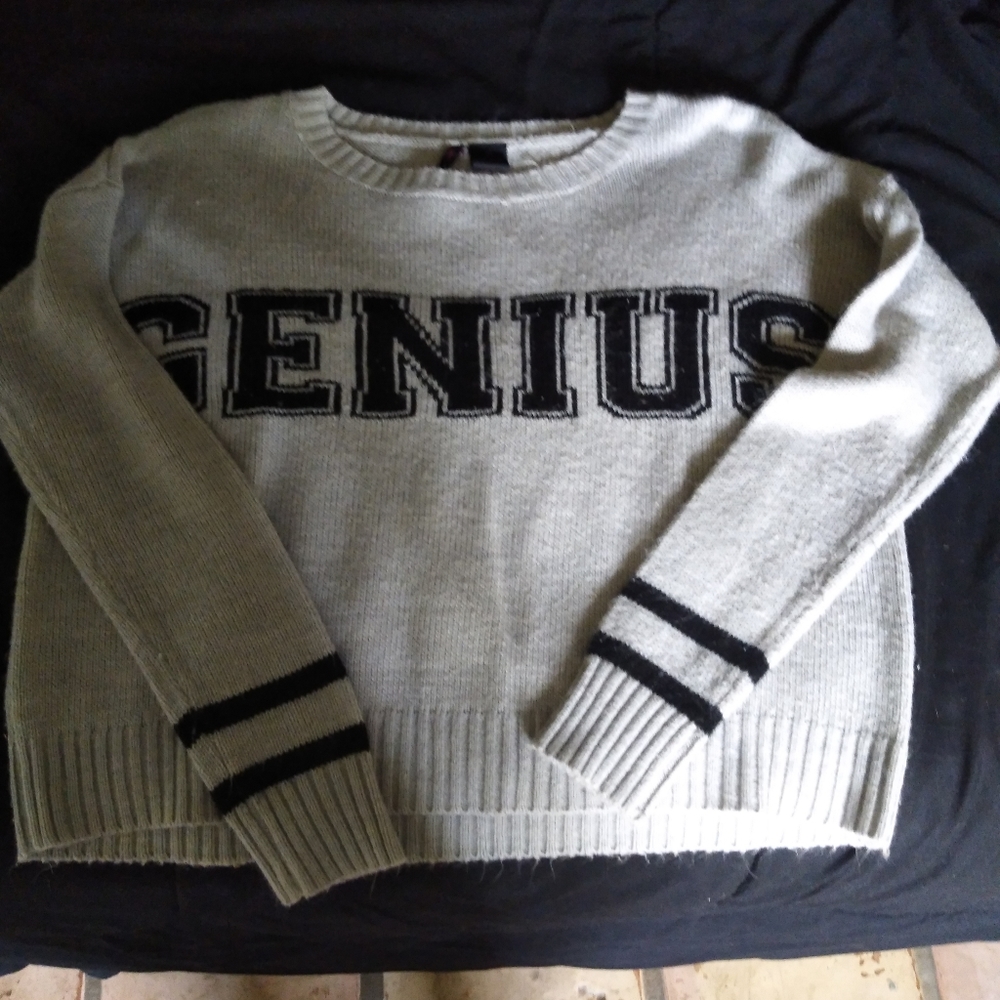 Grey sweater with stripes